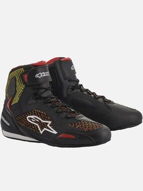 NWOT Alpinestars faster 3 rideknit Black Riding Boots with Red & Yellow size 8.5